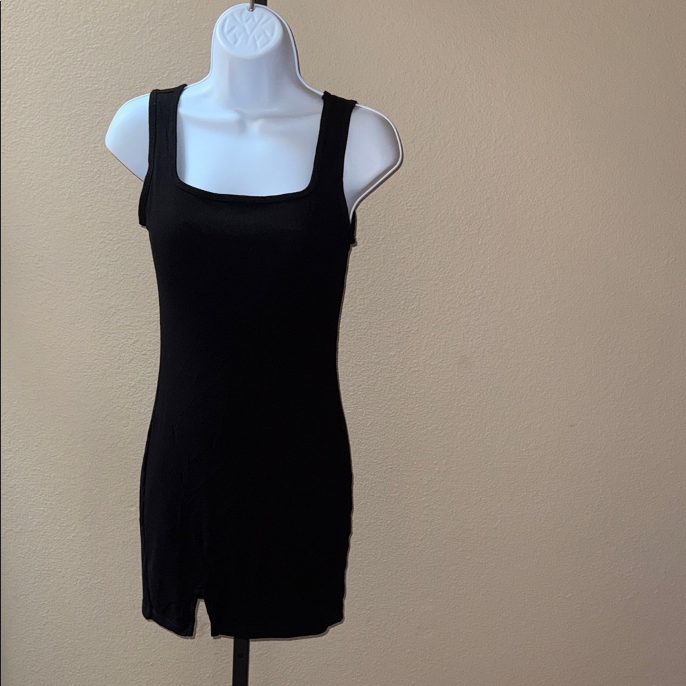 Popilush Black Ribbed Sleeveless Bulti-in Shapewear Bodycon Dress Women’s Size L